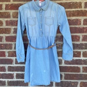Little Girl’s Justice Soft Denim Dress With Belt Size 12 Has Spots
